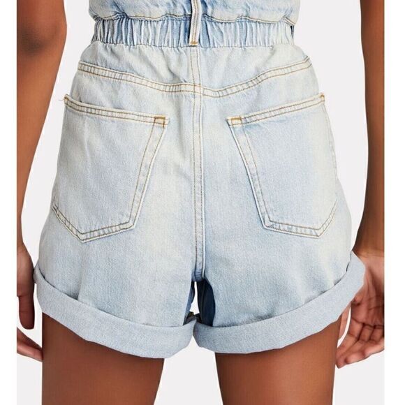 FRAME Elastic Waist Shorts in Natoma Clean Paperbag Denim- Size Small - Picture 3 of 12